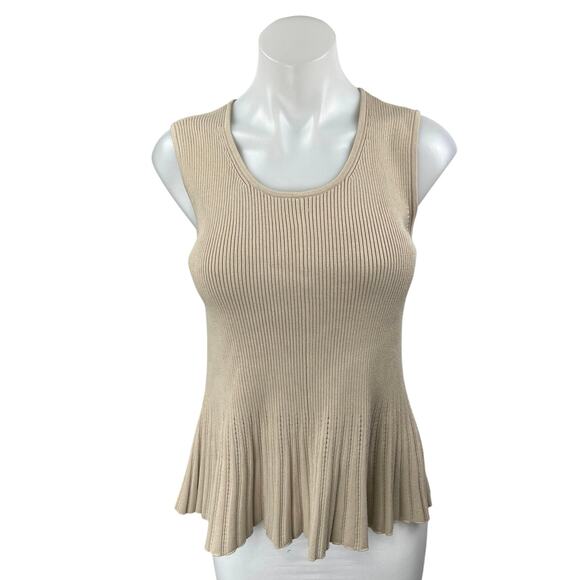 Club Monaco Cream Tan Rib Knit Sleeveless Cami Camisole Sweater Tank Top Size S - Picture 1 of 4